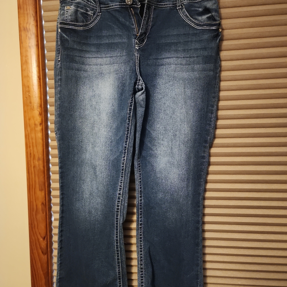 Wallflower Dark Wash Stretch Jeans - Blue Size 17 Short